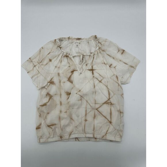 Cloth & Stone Blouse For Women V Neck Sz XS Two Tone Tie Die Draw String - Picture 1 of 5